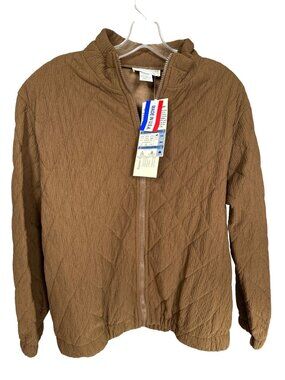 Vintage Susan Graver Womens Small Quilted Jacket NWT Made in USA Brown Full Zip